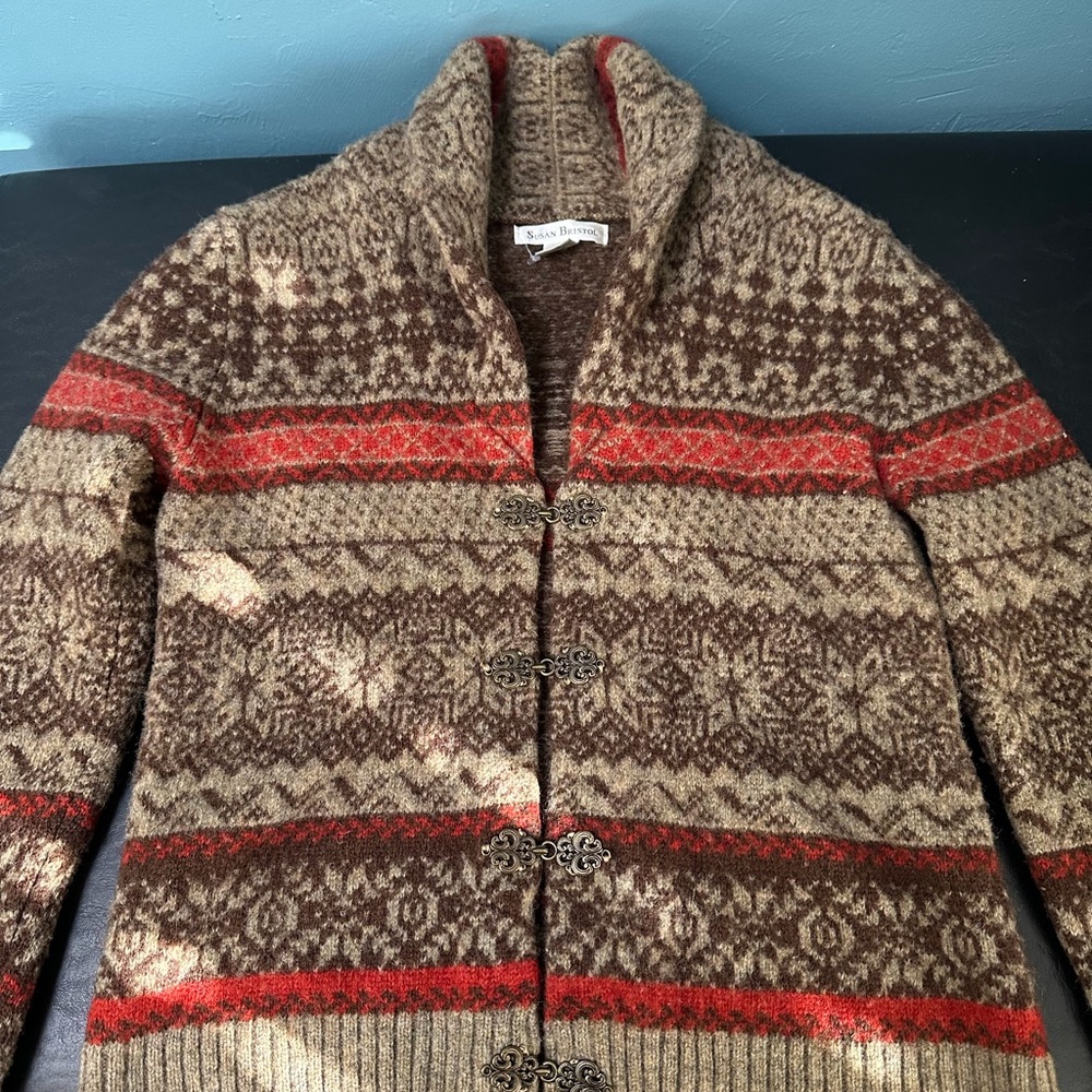 Susan Bristol Women's Cardigan in Brown and Red
